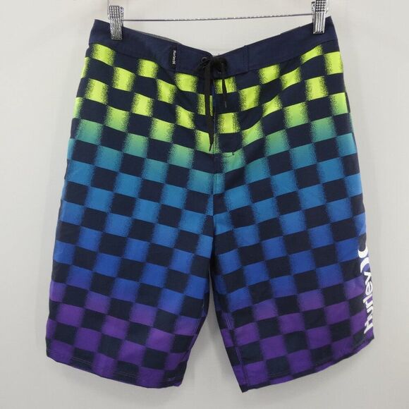 NWT Hurley Obsidian Check Board Shorts Size 20/30 - Picture 1 of 7
